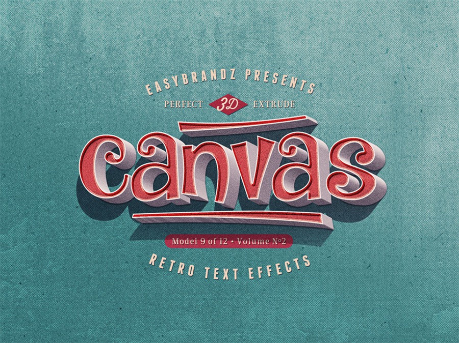 样机模版-复古3D立体标题字艺术文字特效PS样机模版 样机素材 sucaiwan.com