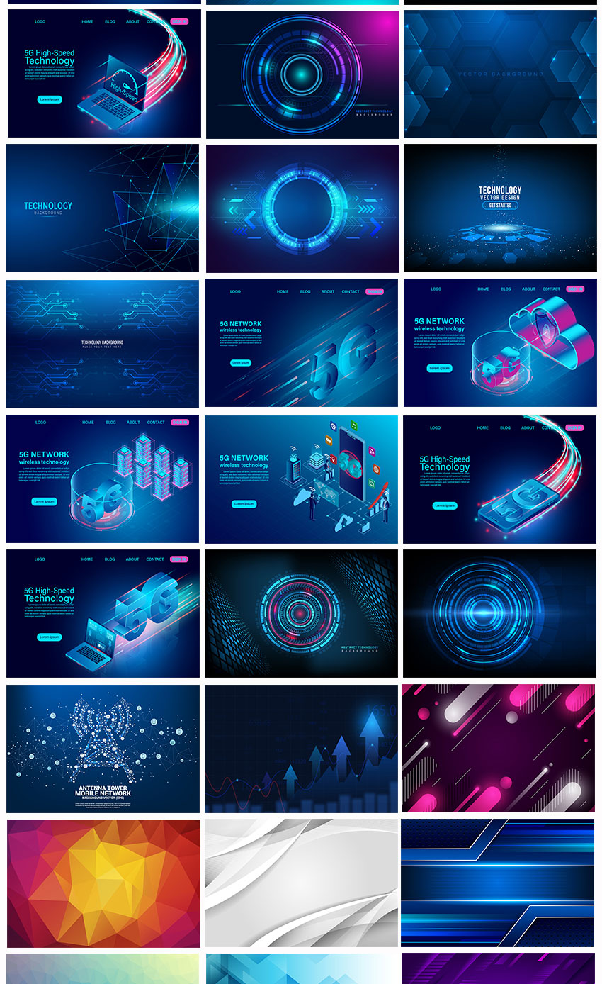 背景素材-500款抽象科技几何图形背景素材合集 图片素材 sucaiwan.com