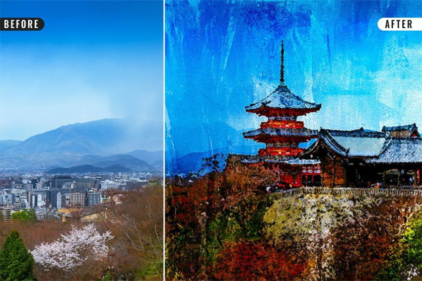 样机模版-水彩画山水画效果PS样机模板 样机素材 sucaiwan.com