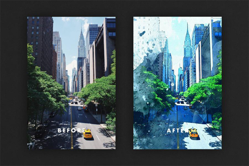 样机模版-水彩画素描照片效果PS样机模板 样机素材 sucaiwan.com