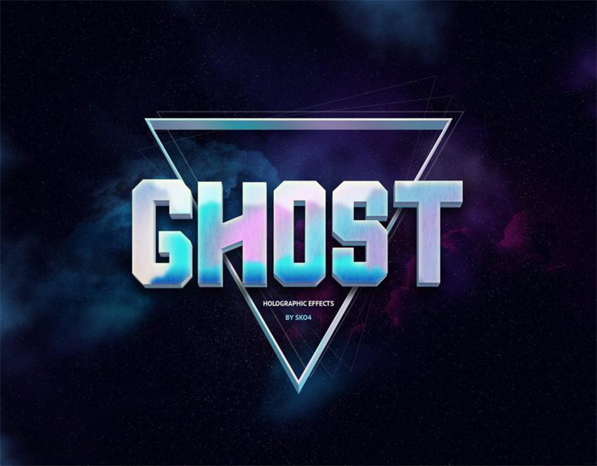 样机模版-3D立体全息投影效果字体PS样机模版 样机素材 sucaiwan.com