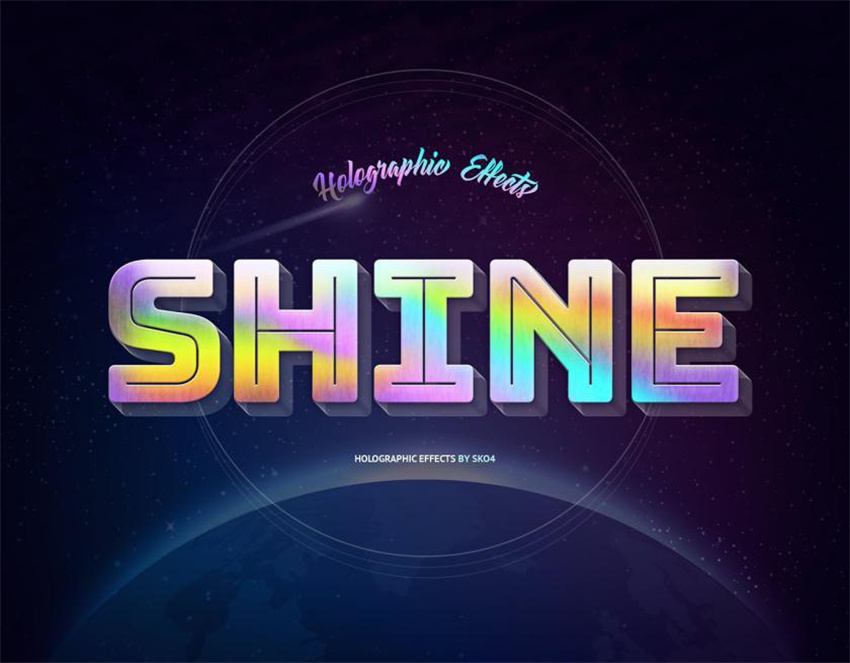 样机模版-3D立体全息投影效果字体PS样机模版 样机素材 sucaiwan.com