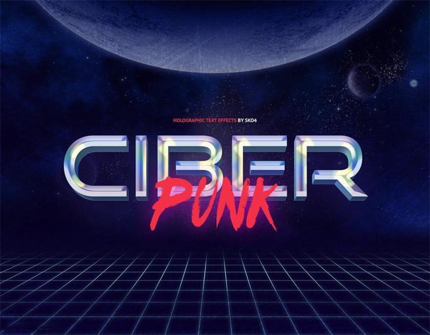 样机模版-3D立体全息投影效果字体PS样机模版 样机素材 sucaiwan.com