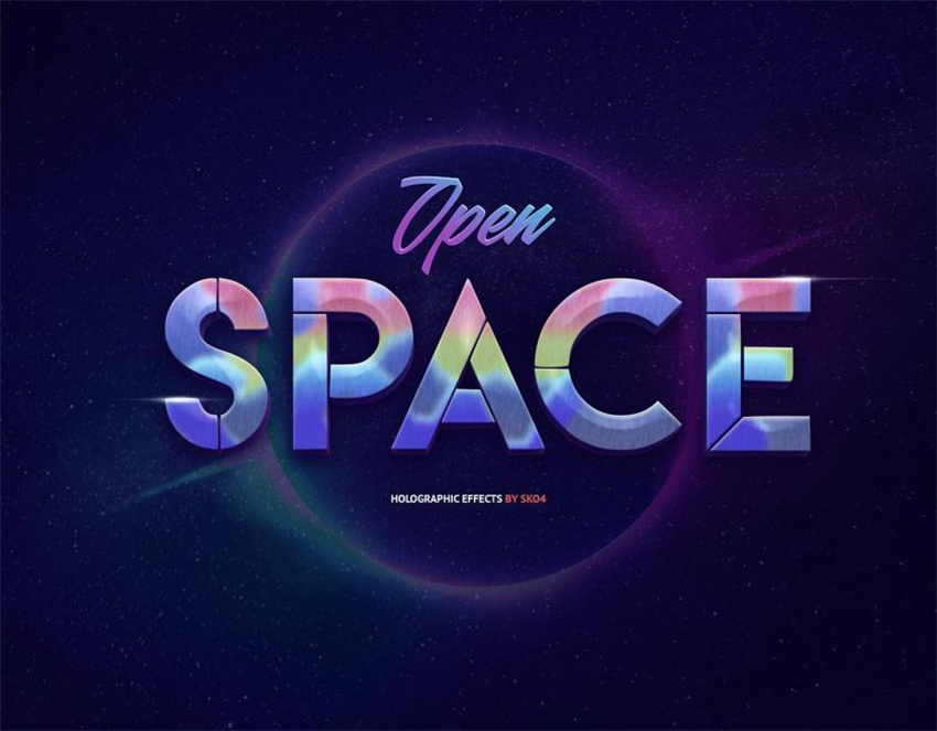 样机模版-3D立体全息投影效果字体PS样机模版 样机素材 sucaiwan.com