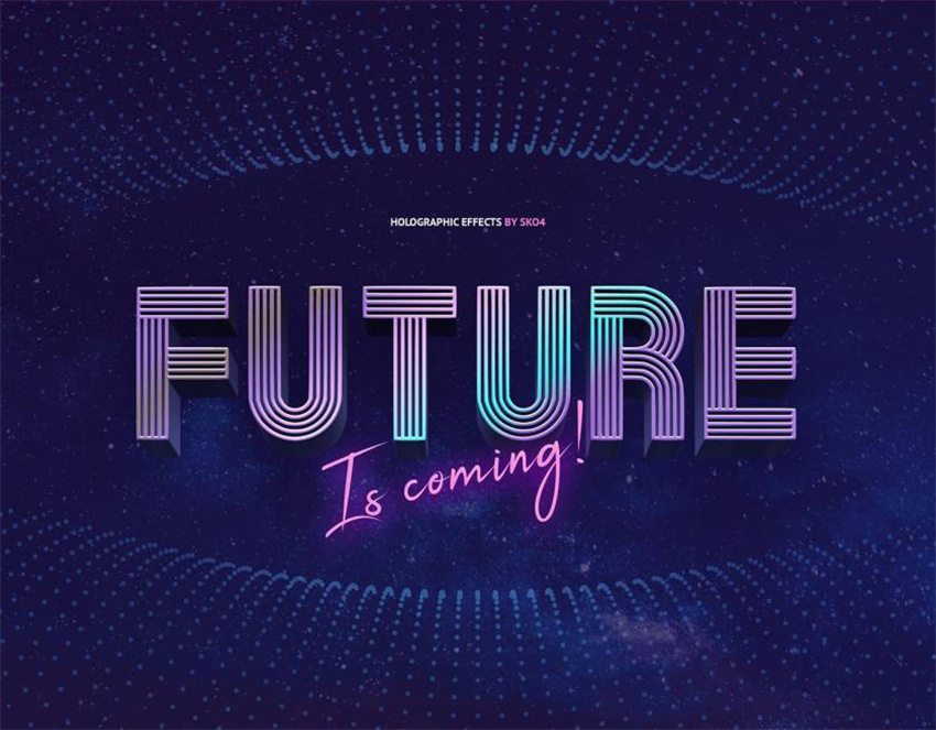 样机模版-3D立体全息投影效果字体PS样机模版 样机素材 sucaiwan.com