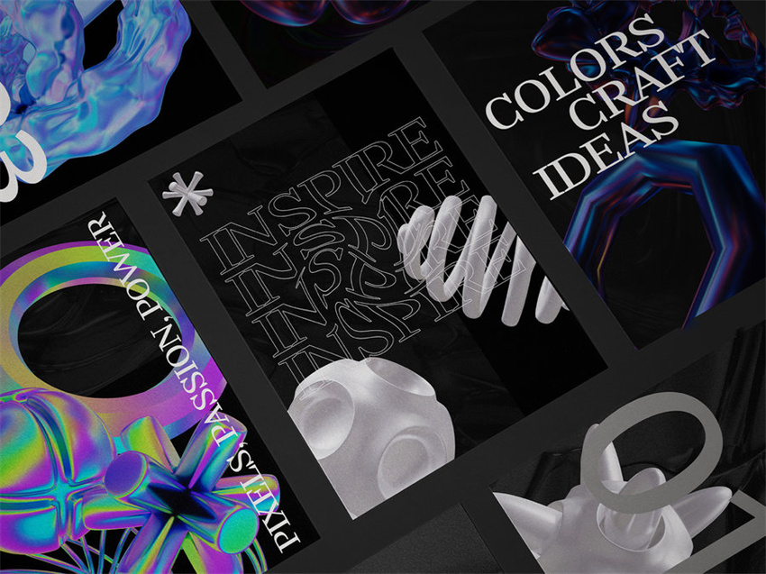 PS资源-320款3D渐变全息效果形状图形PNG素材 图片素材 sucaiwan.com