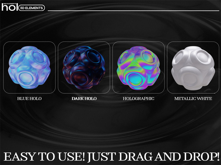 PS资源-320款3D渐变全息效果形状图形PNG素材 图片素材 sucaiwan.com