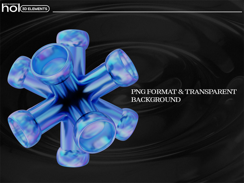 PS资源-320款3D渐变全息效果形状图形PNG素材 图片素材 sucaiwan.com