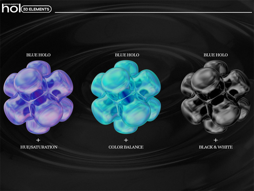 PS资源-320款3D渐变全息效果形状图形PNG素材 图片素材 sucaiwan.com