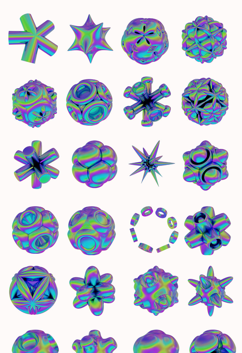 PS资源-320款3D渐变全息效果形状图形PNG素材 图片素材 sucaiwan.com