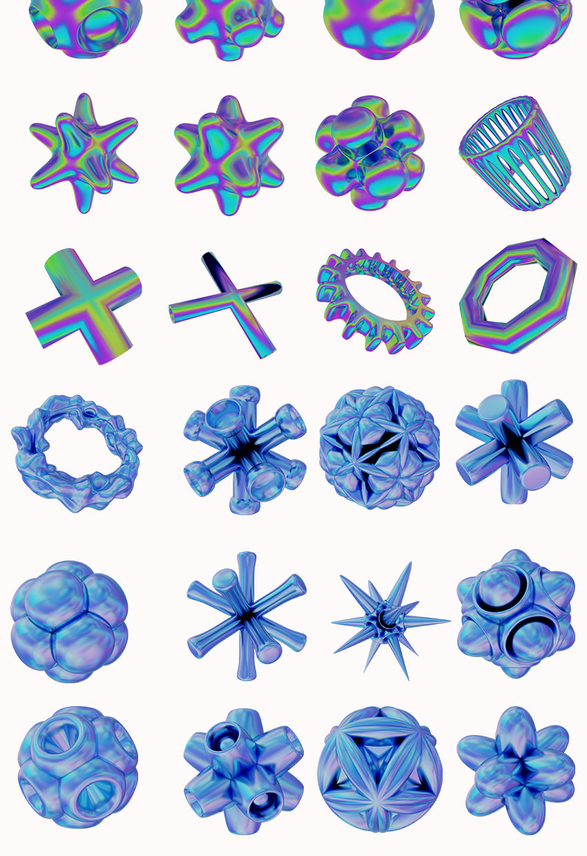 PS资源-320款3D渐变全息效果形状图形PNG素材 图片素材 sucaiwan.com