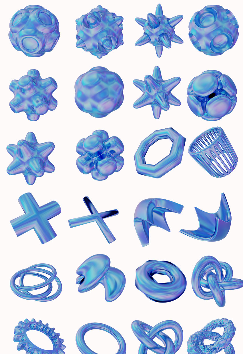 PS资源-320款3D渐变全息效果形状图形PNG素材 图片素材 sucaiwan.com