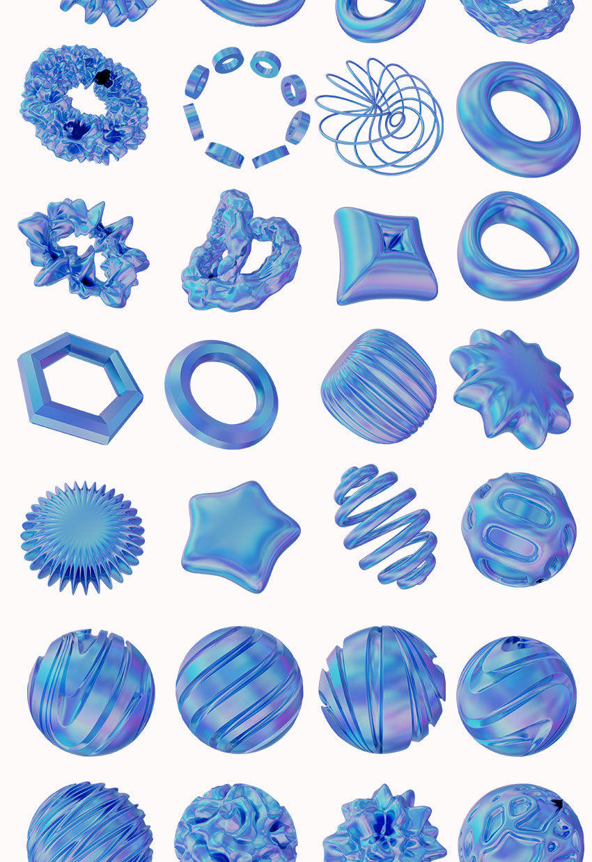 PS资源-320款3D渐变全息效果形状图形PNG素材 图片素材 sucaiwan.com