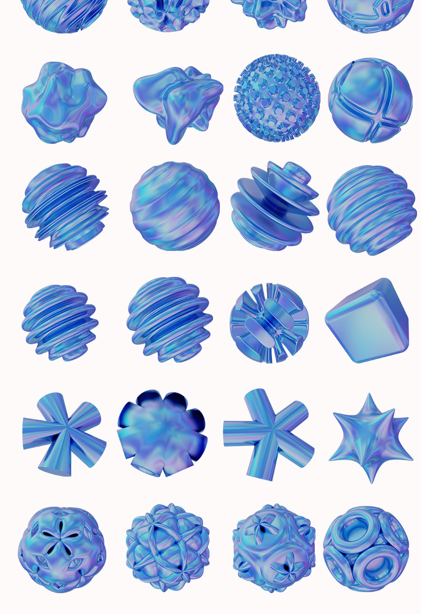 PS资源-320款3D渐变全息效果形状图形PNG素材 图片素材 sucaiwan.com