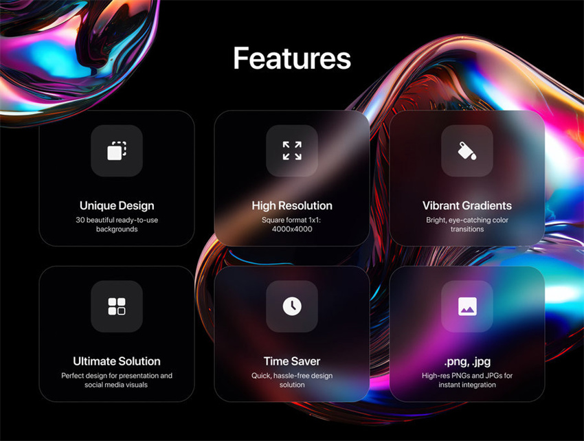 PS资源-30款3D立体渐变水晶形状图形元素PNG素材 图片素材 sucaiwan.com