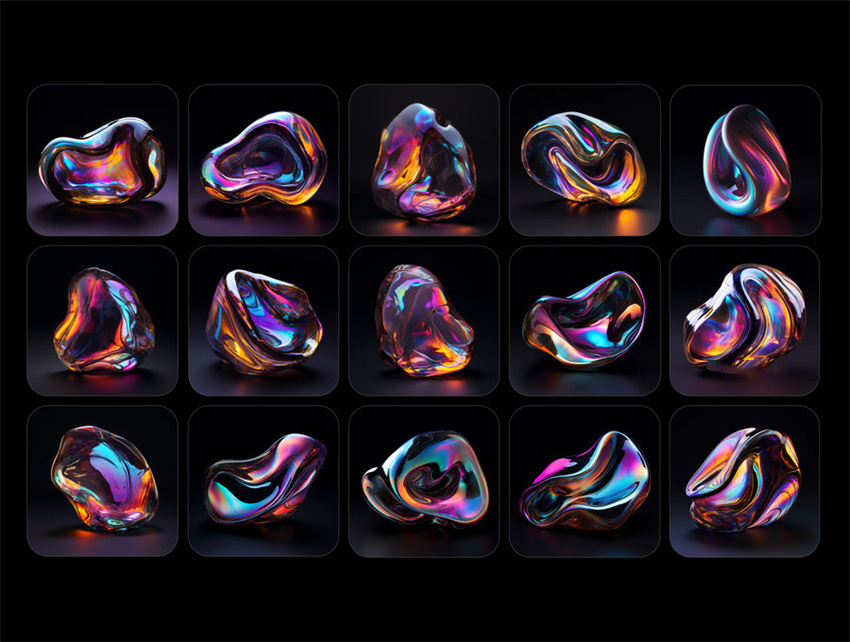 PS资源-30款3D立体渐变水晶形状图形元素PNG素材 图片素材 sucaiwan.com