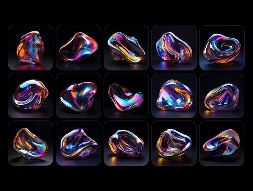 PS资源-30款3D立体渐变水晶形状图形元素PNG素材 图片素材 sucaiwan.com