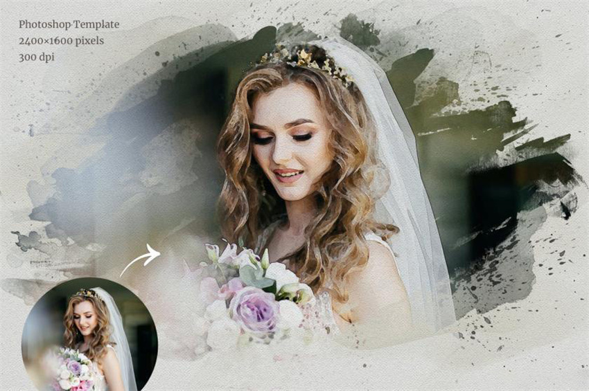 PS资源-PS一键生成水彩画报效果PS样机模版 样机素材 sucaiwan.com