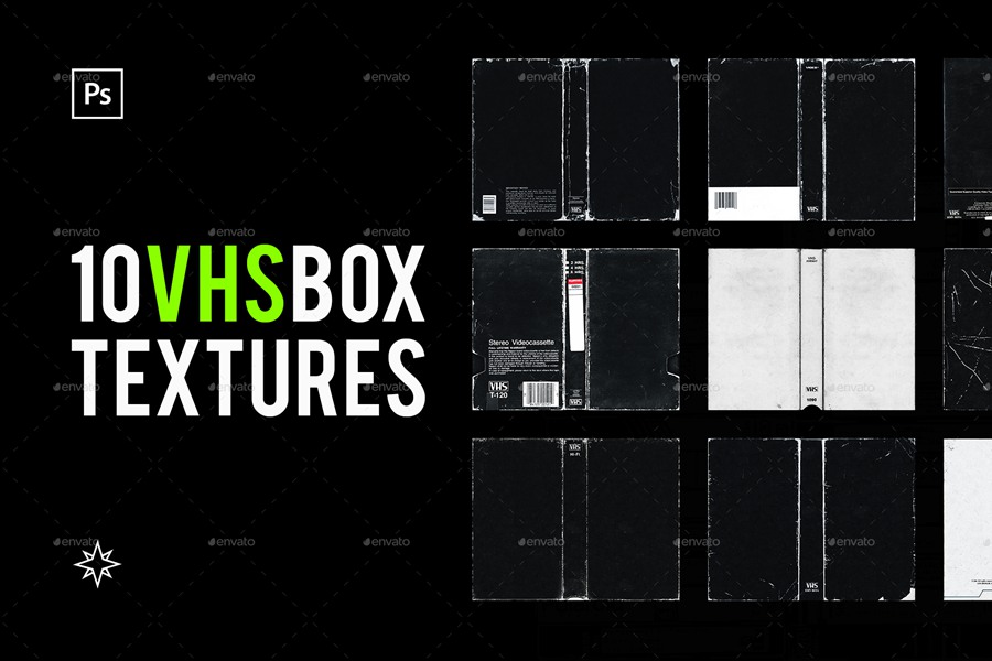 10个复古VHS风格化设计美学盒式磁带旧纹理CD封面视觉效果PNG素材包 VHS TEXTURES 图片素材 sucaiwan.com