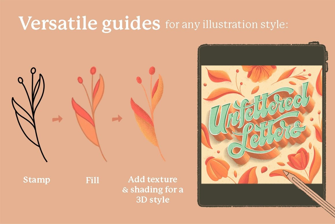 77个花卉插画线描画Procreate笔刷 笔刷资源 sucaiwan.com