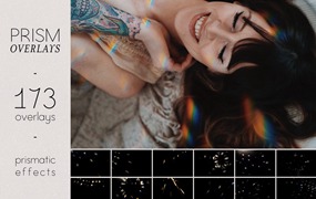 173个独特霓虹棱镜自然光效果叠加JPG素材 Prism Rainbow Light Photo Overlays