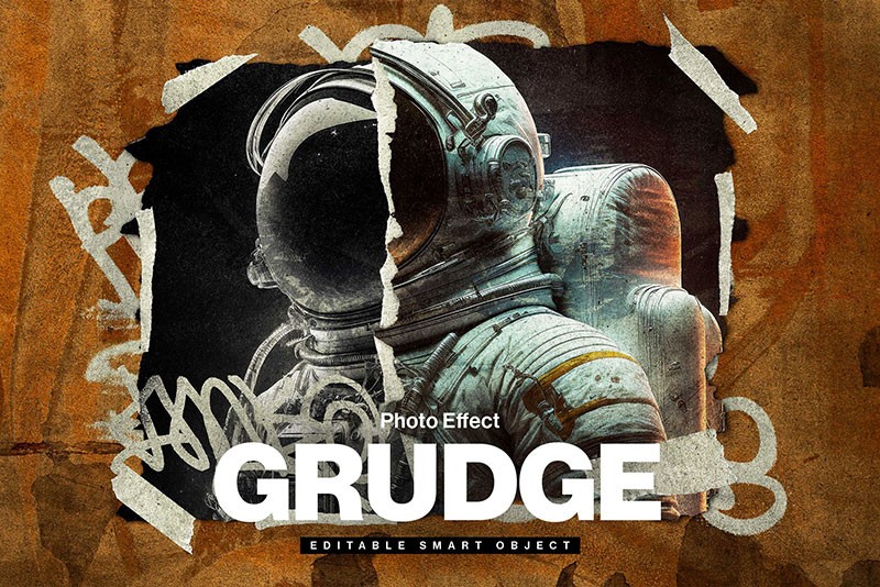 复古撕纸涂鸦做旧效果图层样式PSD 插件预设 sucaiwan.com