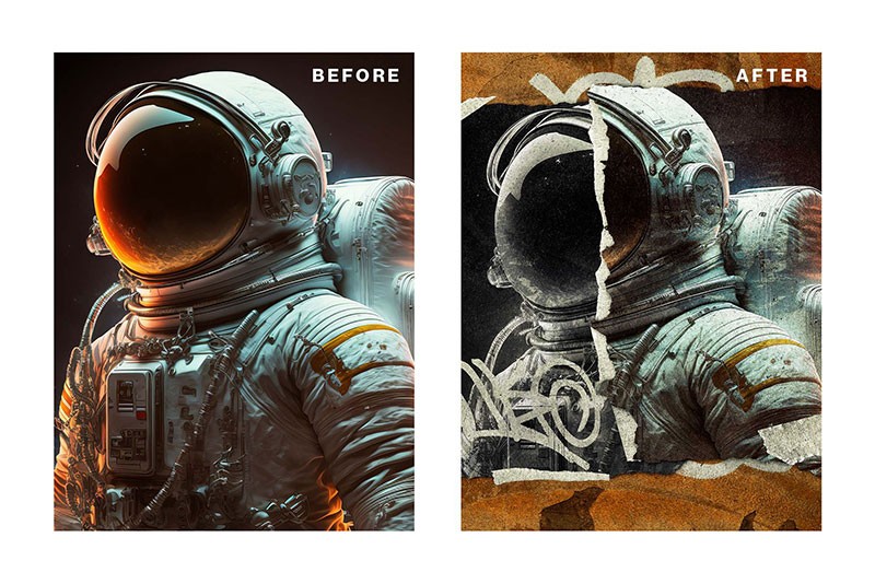 复古撕纸涂鸦做旧效果图层样式PSD 插件预设 sucaiwan.com