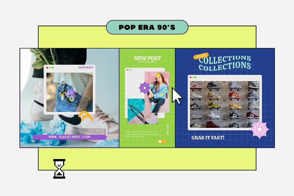 Sixtysix Labs 90年代复古流行色彩美学ING竖屏PSD模板 图片素材 sucaiwan.com