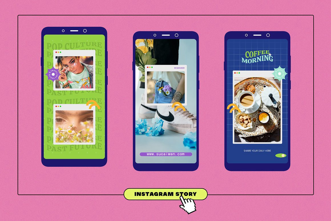 Sixtysix Labs 90年代复古流行色彩美学ING竖屏PSD模板 图片素材 sucaiwan.com