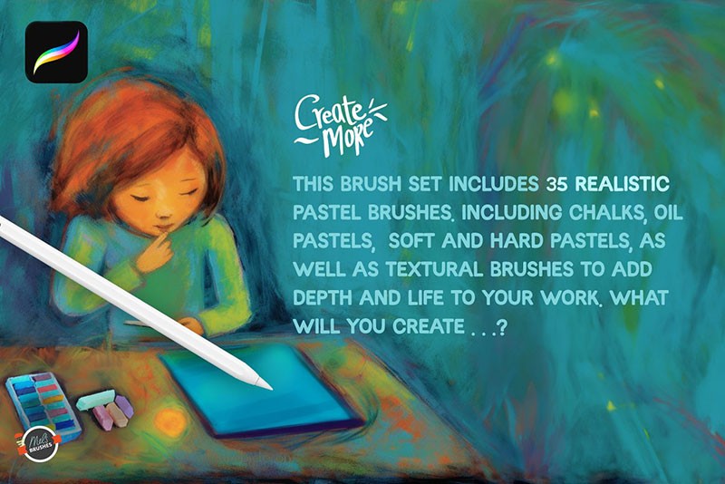 42个粉彩纹理效果Procreate笔刷 笔刷资源 sucaiwan.com