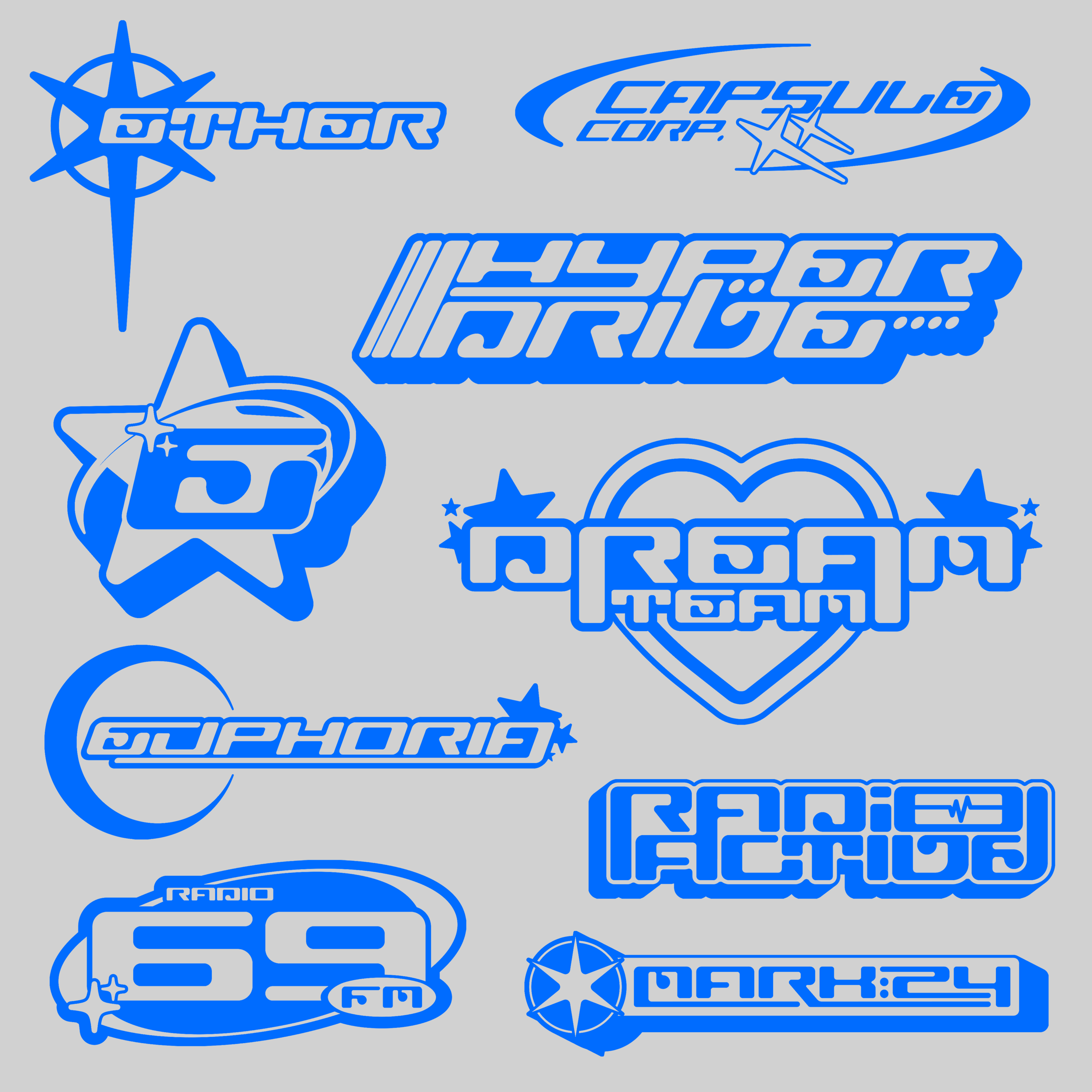 Hvnter 90年代复古Y2K灵感字体符号 HYPER SCRIPT TYPEFACE 设计素材 sucaiwan.com