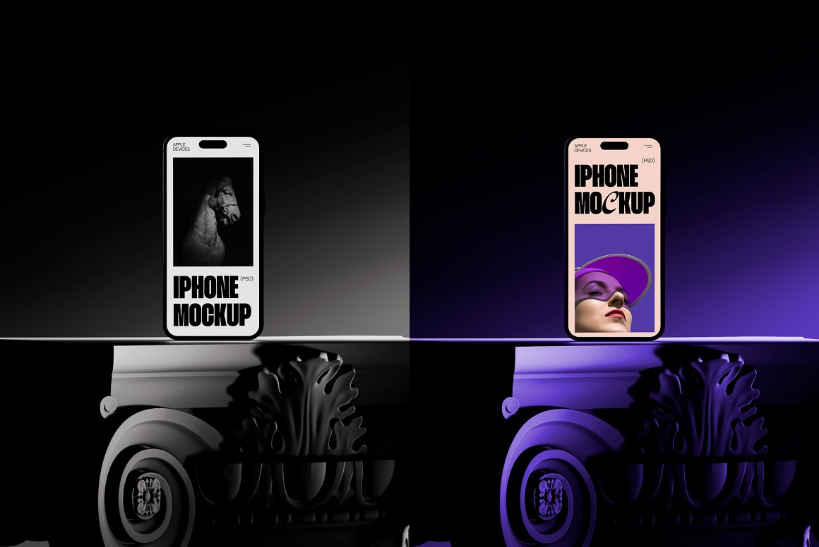 黑暗极简风格质感苹果笔记本电脑手机显示器屏幕UI设计展示PSD样机套装 Ancient Future | Apple Device Mockup . sucaiwan.com