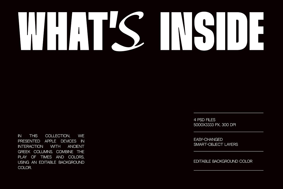 黑暗极简风格质感苹果笔记本电脑手机显示器屏幕UI设计展示PSD样机套装 Ancient Future | Apple Device Mockup . sucaiwan.com