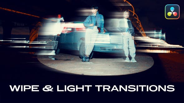 达芬奇模板：潮流线性故障灯光拉伸擦拭电影转场过渡 Wipe & Light Transitions . sucaiwan.com