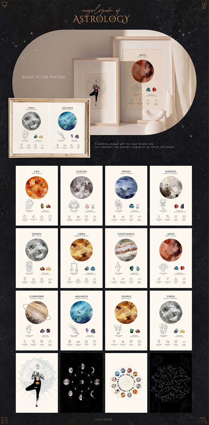 200+占星术的百科全书矢量素材，AI PNG格式 图片素材 sucaiwan.com