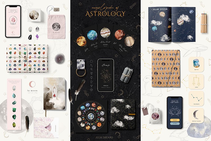 200+占星术的百科全书矢量素材，AI PNG格式 图片素材 sucaiwan.com