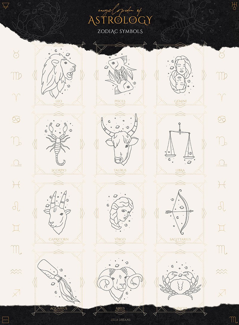 200+占星术的百科全书矢量素材，AI PNG格式 图片素材 sucaiwan.com