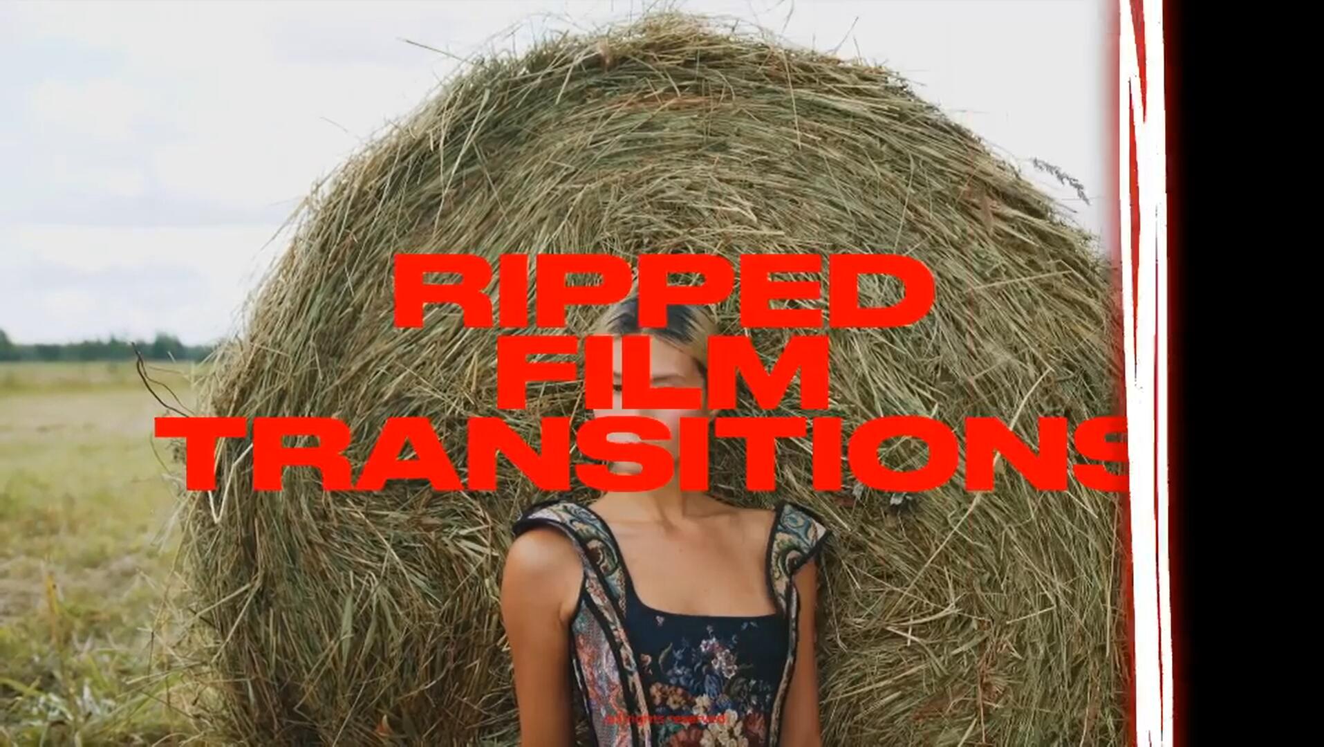 AE/PR模板：复古胶片纹理线条撕裂损坏效果电影无缝转场过渡 . sucaiwan.com