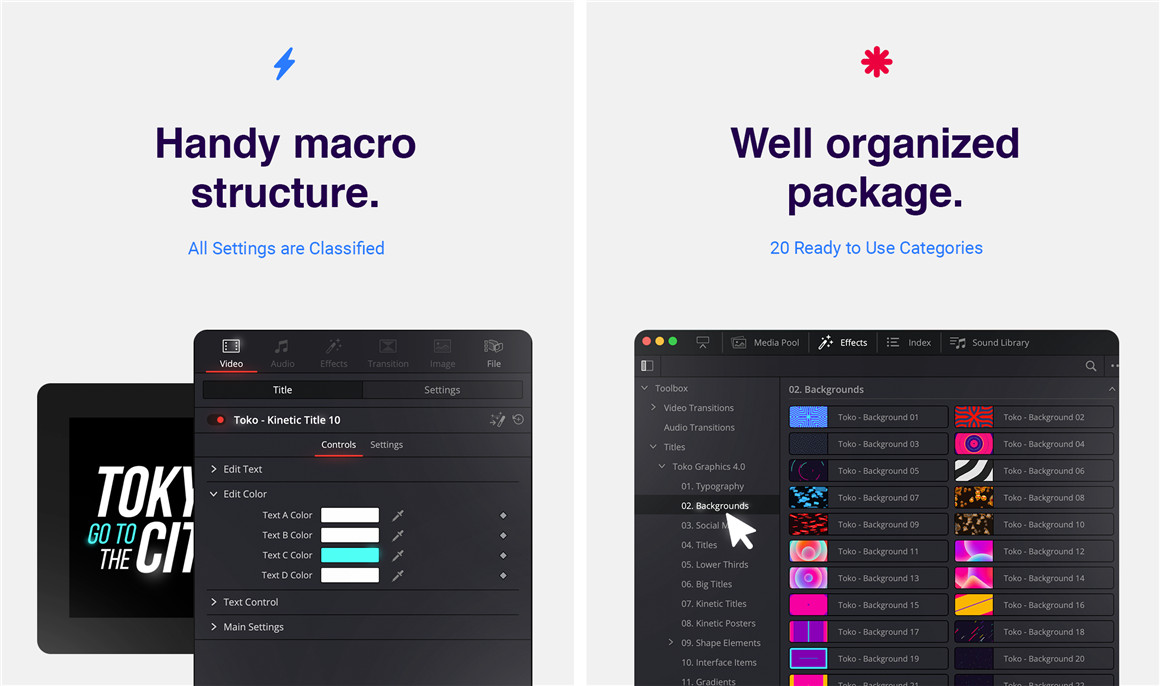 达芬奇插件:2250个时尚排版商品介绍宣传包装文字标题字幕条动画转场背景元素包 Graphics Pack for Davinci Resolve 插件预设 第4张-素材湾丨精选海外优质设计素材资源 达芬奇插件:2250个时尚排版商品介绍宣传包装文字标题字幕条动画转场背景元素包 Graphics Pack for Davinci Resolve 插件预设 sucaiwan.com