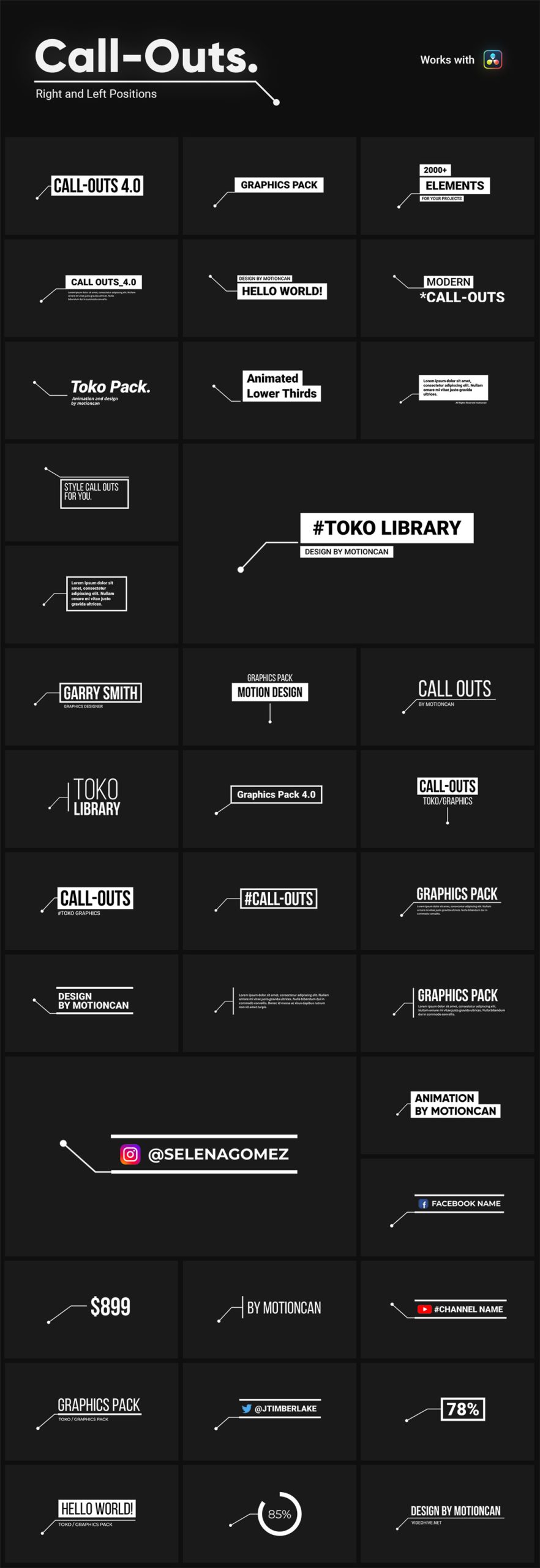 达芬奇插件:2250个时尚排版商品介绍宣传包装文字标题字幕条动画转场背景元素包 Graphics Pack for Davinci Resolve 插件预设 第13张-素材湾丨精选海外优质设计素材资源 达芬奇插件:2250个时尚排版商品介绍宣传包装文字标题字幕条动画转场背景元素包 Graphics Pack for Davinci Resolve 插件预设 sucaiwan.com