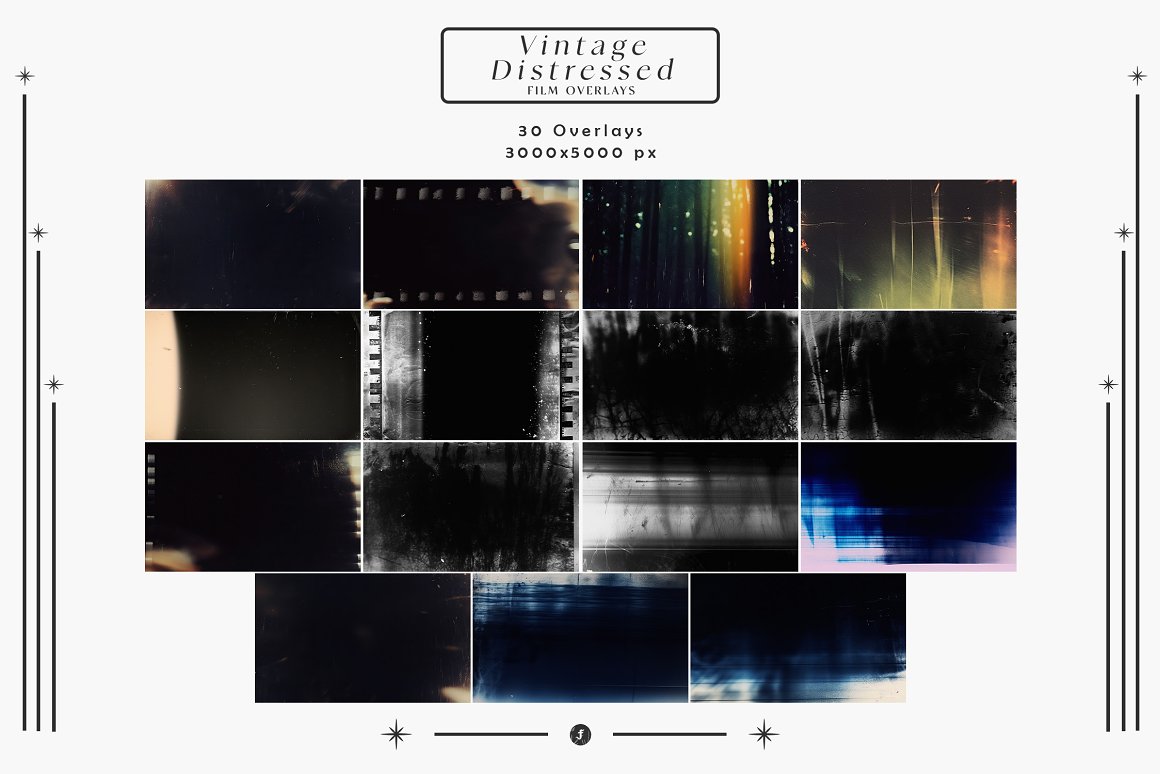 30款复古电影老式胶片模拟漏光粗糙划痕颗粒肌理纹理背景图片素材 Vintage Distressed Film Overlays 图片素材 sucaiwan.com