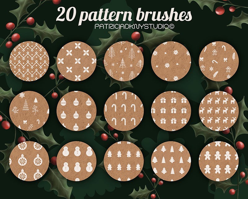 75个圣诞姜饼图案和纹理Procreate笔刷 笔刷资源 sucaiwan.com