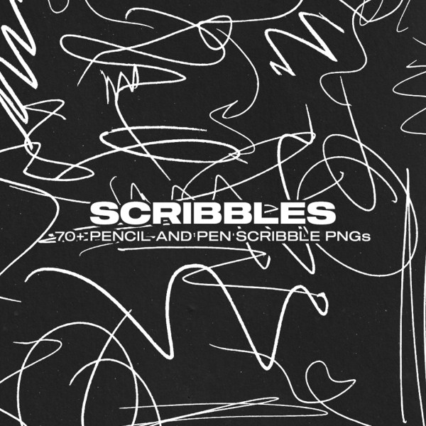 70个复古抽象涂鸦手写不规则线条PNG素材包 ALBUM ART ARCHIVE – SCRIBBLES 图片素材 sucaiwan.com