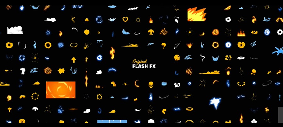 武打片动作片游戏手绘电流闪电能量元素视频素材+PNG素材 图片素材 sucaiwan.com