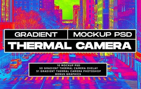 50个霓虹渐变梯度热像仪PSD样机模板 Thermal Camera