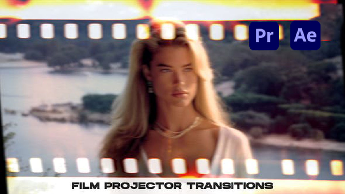 AE/PR模板：16个复古电影胶片帧边框漏光颗粒放映机转场过渡包 . sucaiwan.com