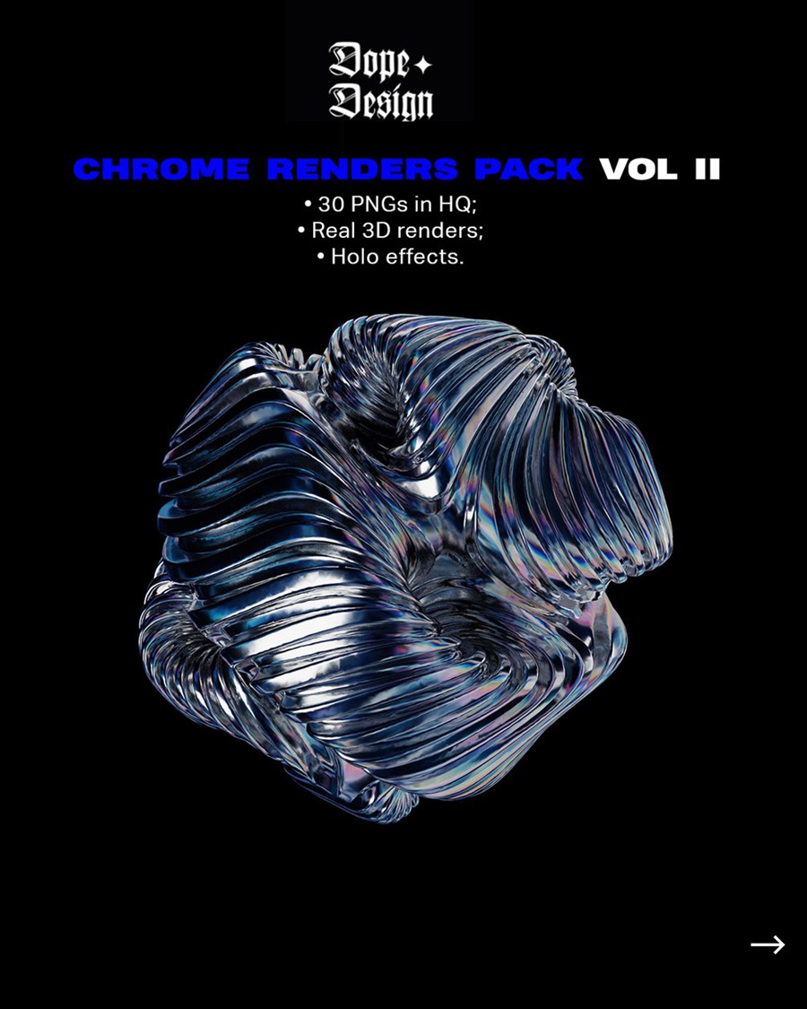 新潮酸性朋克机能科技全息镀铬金属3D立体图形PNG设计素材 图片素材 sucaiwan.com