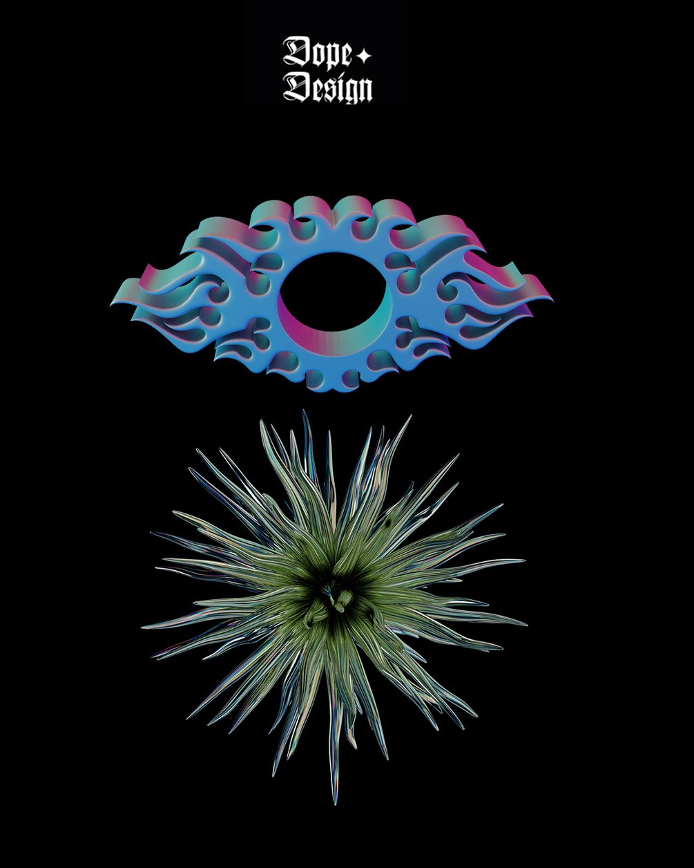 新潮酸性朋克机能科技全息镀铬金属3D立体图形PNG设计素材 图片素材 sucaiwan.com