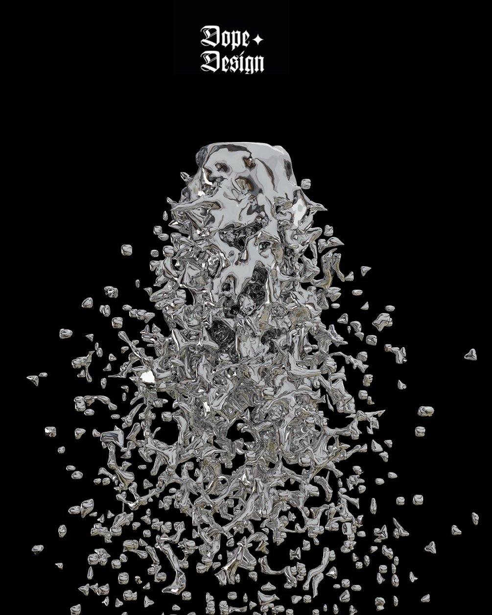 新潮酸性朋克机能科技全息镀铬金属3D立体图形PNG设计素材 图片素材 sucaiwan.com