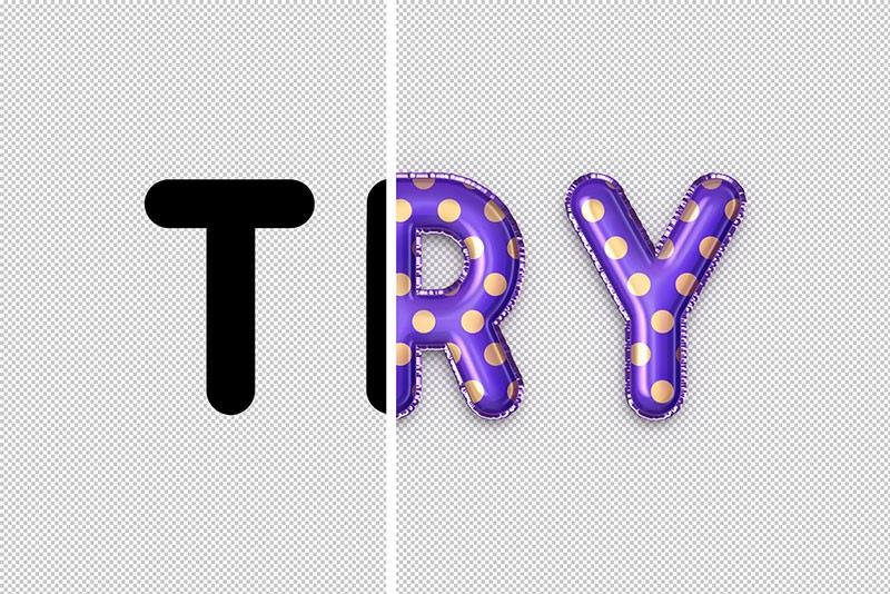 4款铝膜气球文本样式PS图层样式 插件预设 sucaiwan.com